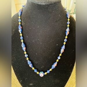 Vintage  Cloisonné Blue Beaded Necklace